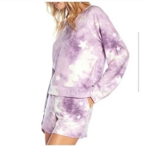 Wildfox Lounge Set Sweatshirt & Shorts Heart or Tie Dye Print NEW